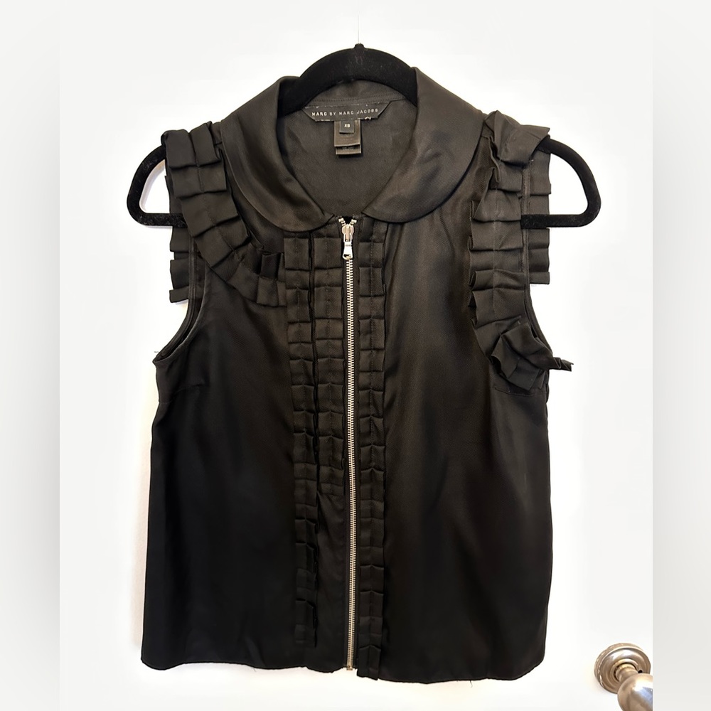 Marc by Marc Jacob zip pleat silk zip shirt in XS